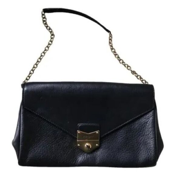 Yves Saint Laurent Handbags - Yves Saint Laurent Vintage Black Leather Shoulder Bag with Push Lock Closure